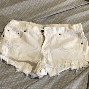 Kittenish White Jean Shorts